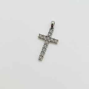 Cruz Oro Blanco 18K Y Brillantes