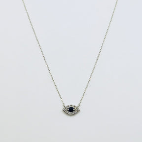 Collar Ojo Turco Zafiro Oro Blanco 18K