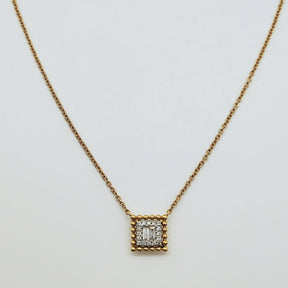 Collar Oro Amarillo 18K Cuadrado Baguette