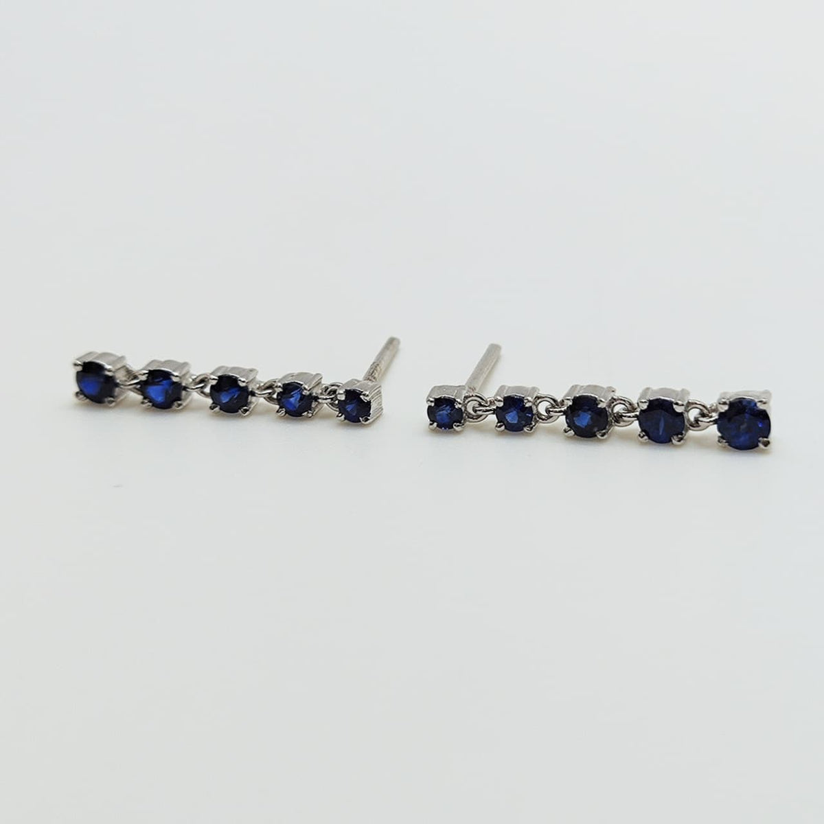 Aros Oro Blanco Colgantes Zafiros