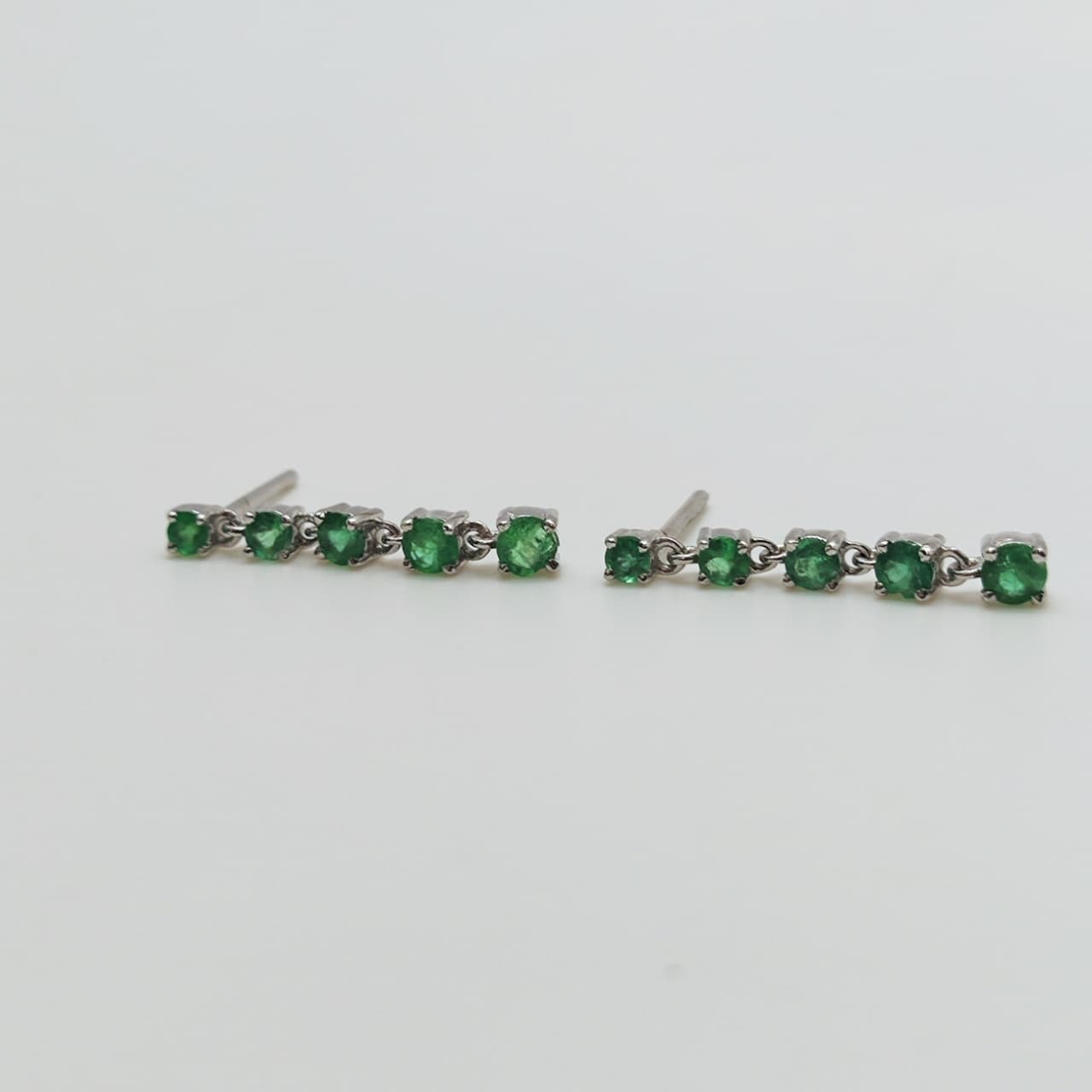 Aros Oro Blanco Colgantes Esmeraldas