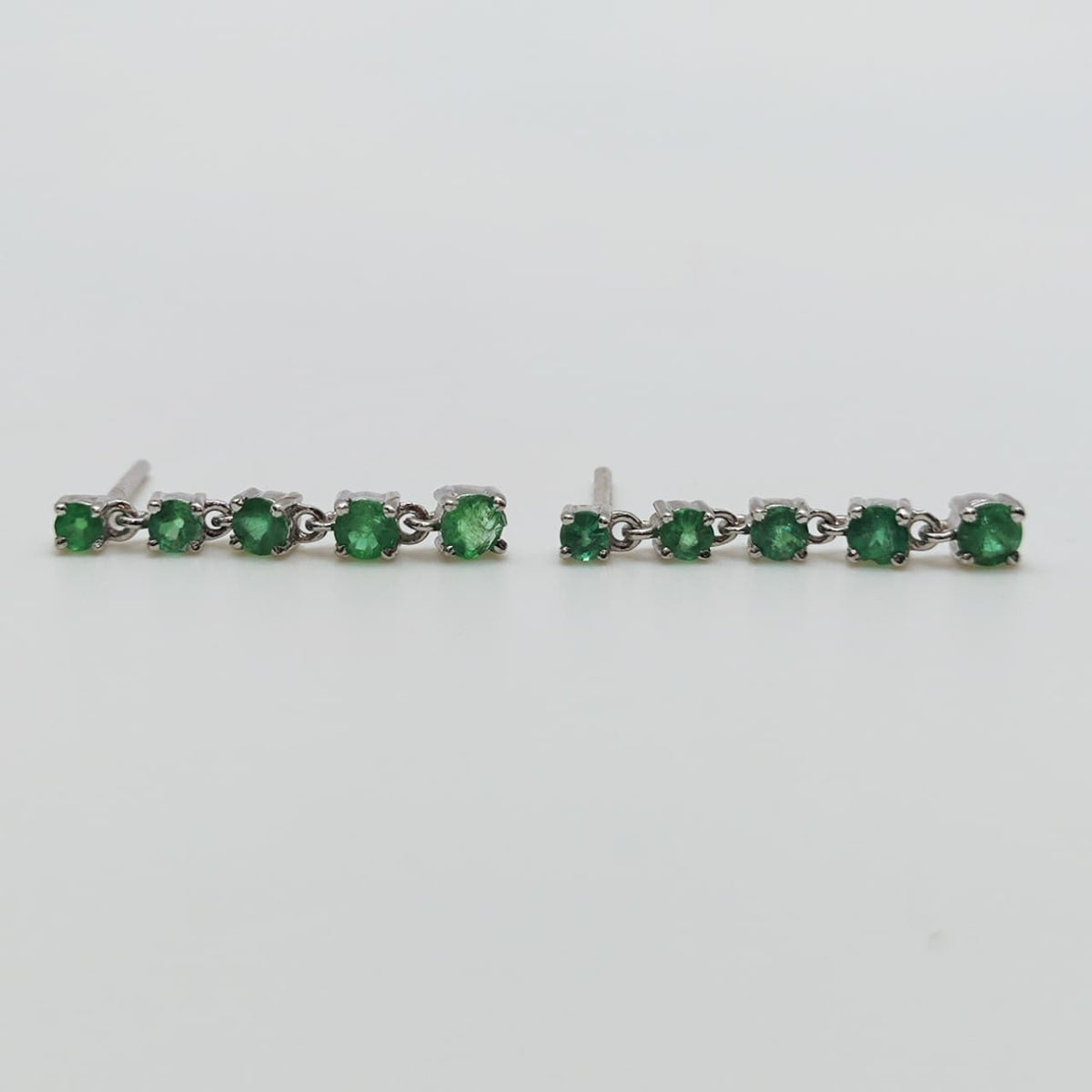 Aros Oro Blanco Colgantes Esmeraldas