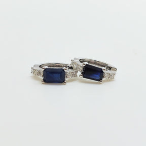 Argollas Oro Blanco 18K Zafiros Y Brillantes