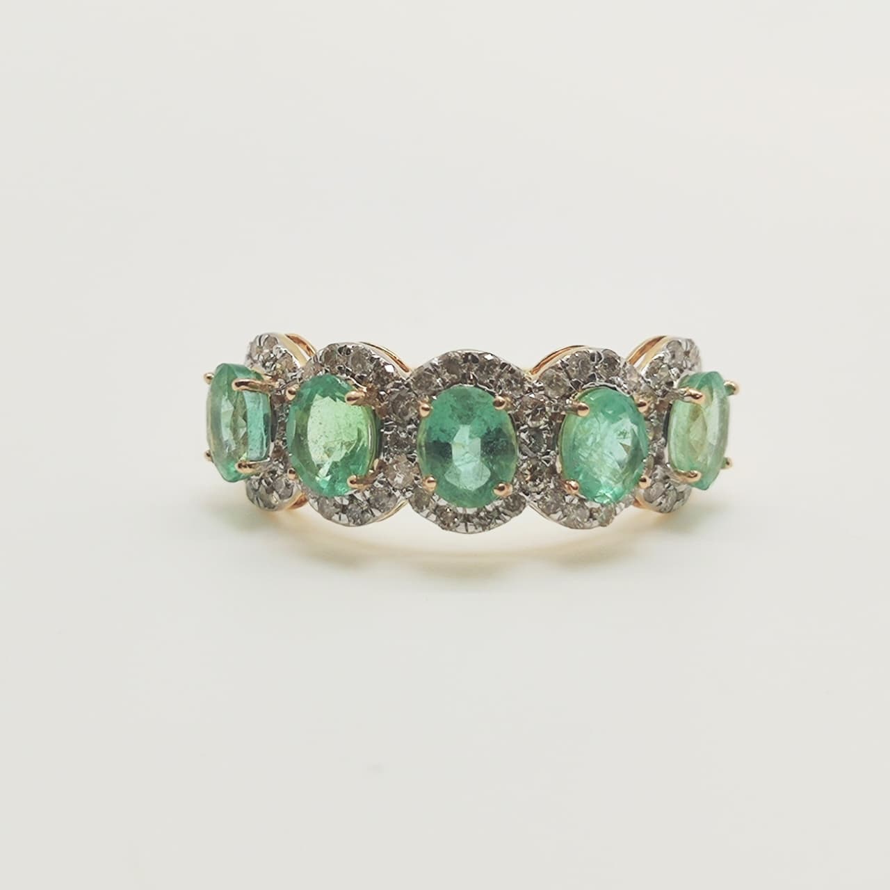 Quintillo Esmeraldas Oro Amarillo Y Brillantes