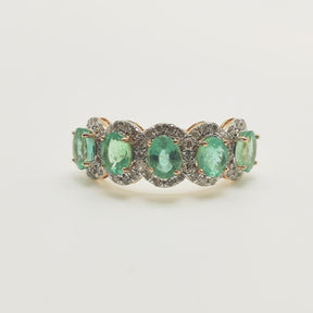 Quintillo Esmeraldas Oro Amarillo Y Brillantes