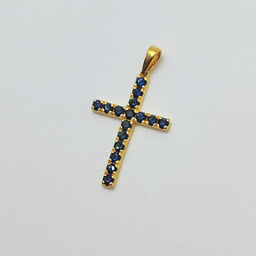 Cruz Oro Amarillo 18K Zafiros