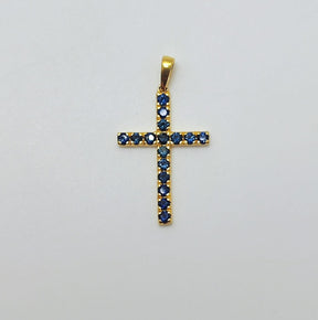 Cruz Oro Amarillo 18K Zafiros