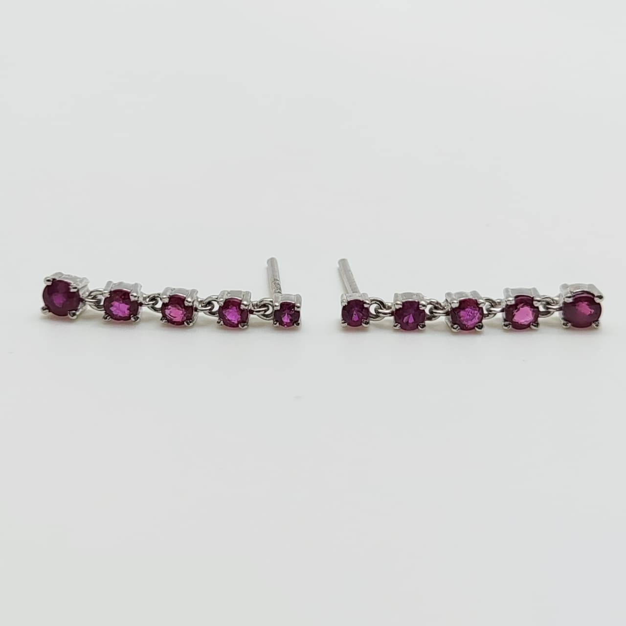 Aros Oro Blanco Colgantes Rubíes