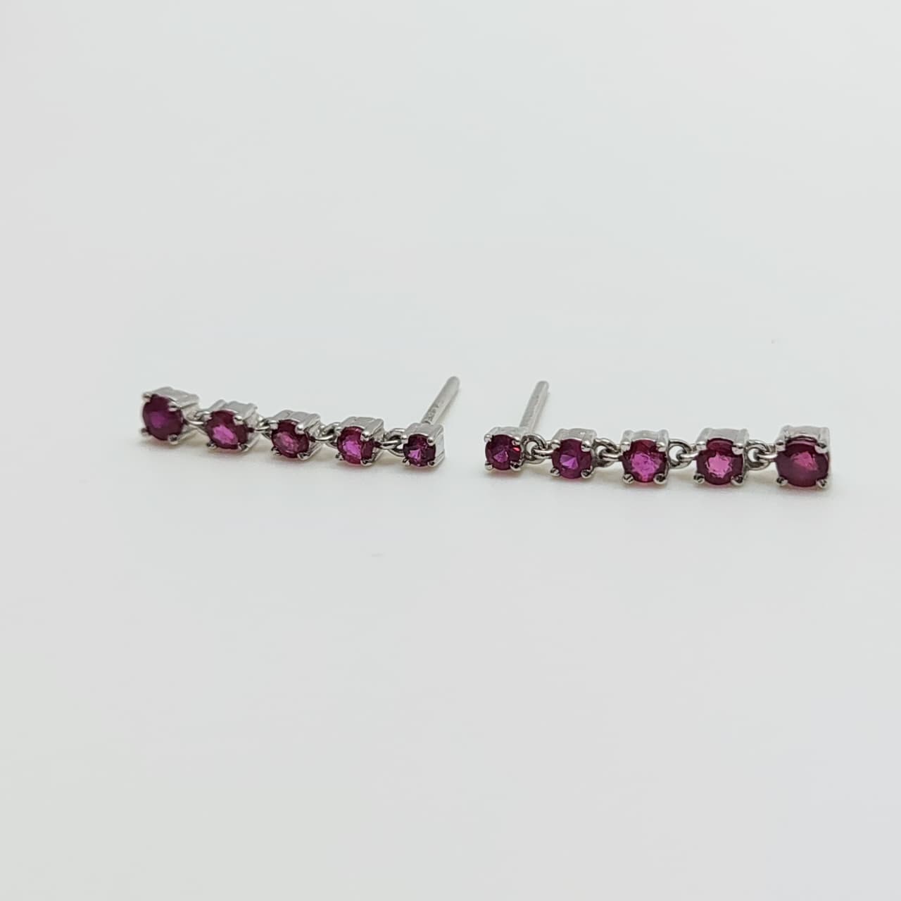 Aros Oro Blanco Colgantes Rubíes