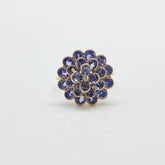 Anillo Oro Amarillo 18K Flor De Tanzanitas Y Brillante