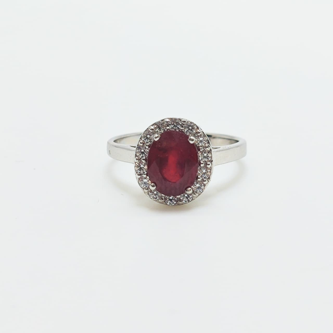 Anillo Lady Di Rubí Plata Rodinada