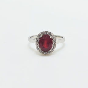 Anillo Lady Di Rubí Plata Rodinada