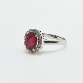 Anillo Lady Di Rubí Plata Rodinada