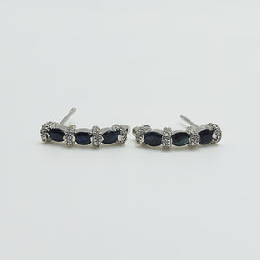 Aros Plata Rodinada Triple Zafiros Oval