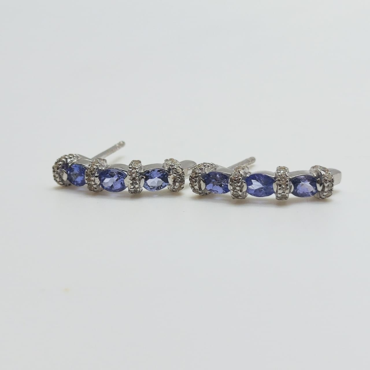 Aros Plata Rodinada Triple Tanzanitas Oval