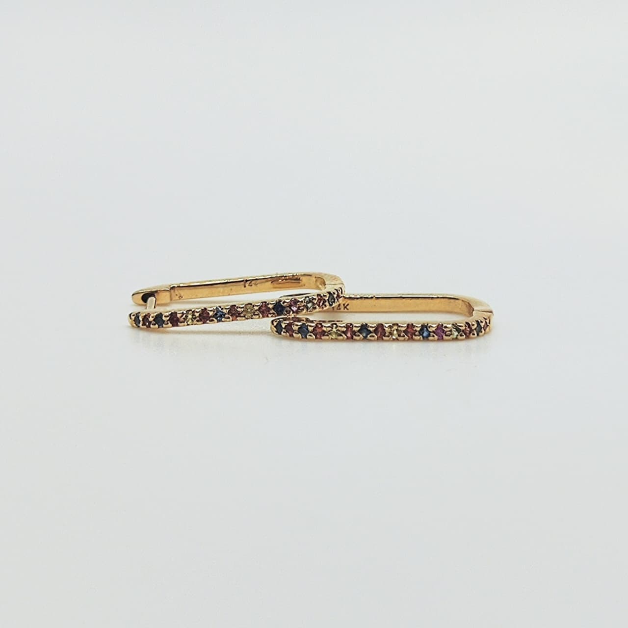 Aros Zafiros De Colores Oro Amarillo 14K