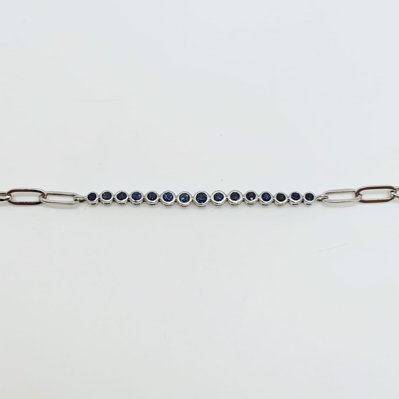 Pulsera Oro Blanco Zafiros Circulares 1 Quilate