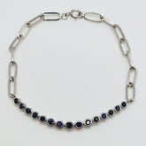 Pulsera Oro Blanco Zafiros Circulares 1 Quilate