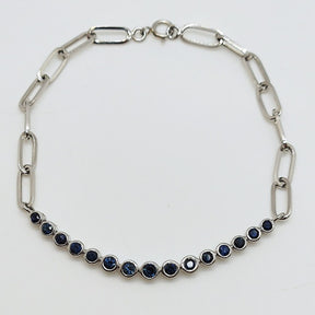 Pulsera Oro Blanco Zafiros Circulares 1 Quilate