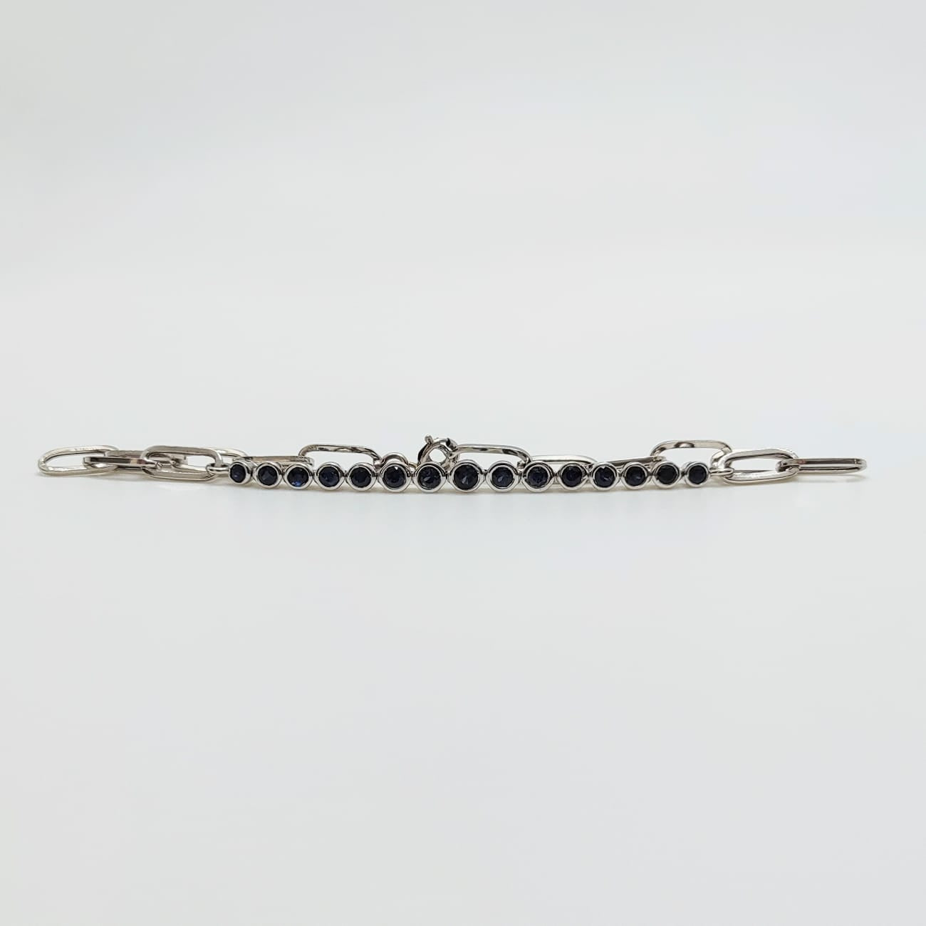 Pulsera Oro Blanco Zafiros Circulares 1 Quilate