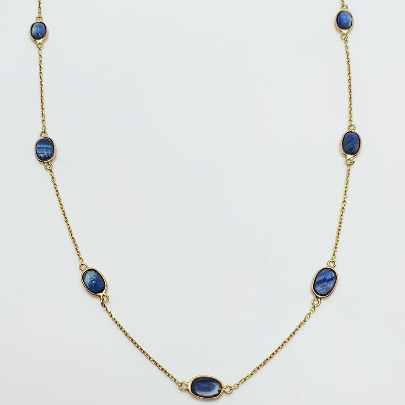 Collar Oro Amarillo Zafiros Oval