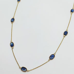 Collar Oro Amarillo Zafiros Oval