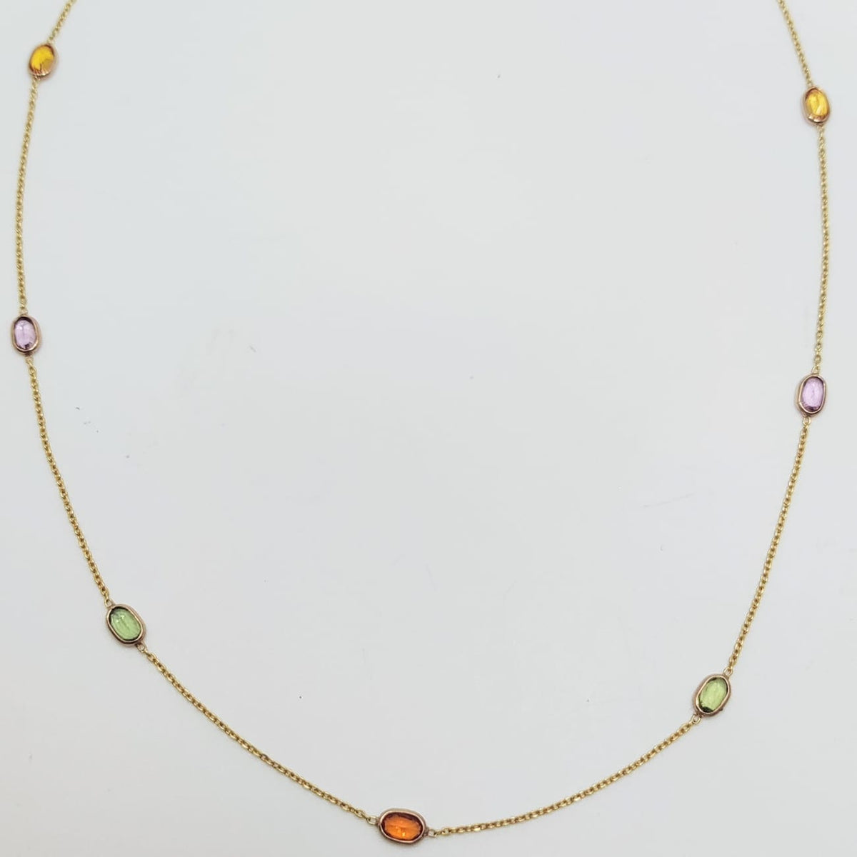 Collar Oro Amarillo Zafiro De Colores