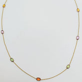 Collar Oro Amarillo Zafiro De Colores