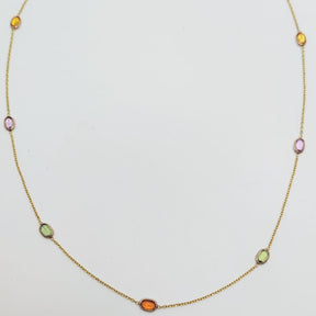 Collar Oro Amarillo Zafiro De Colores