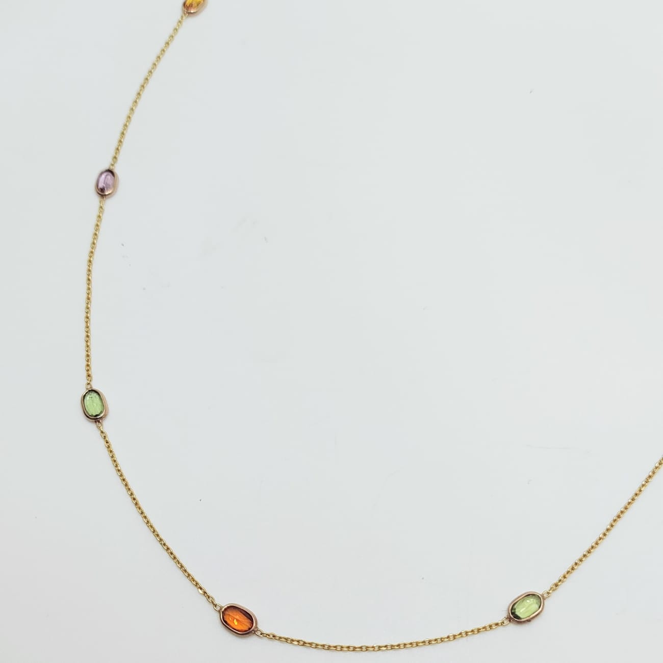 Collar Oro Amarillo Zafiro De Colores