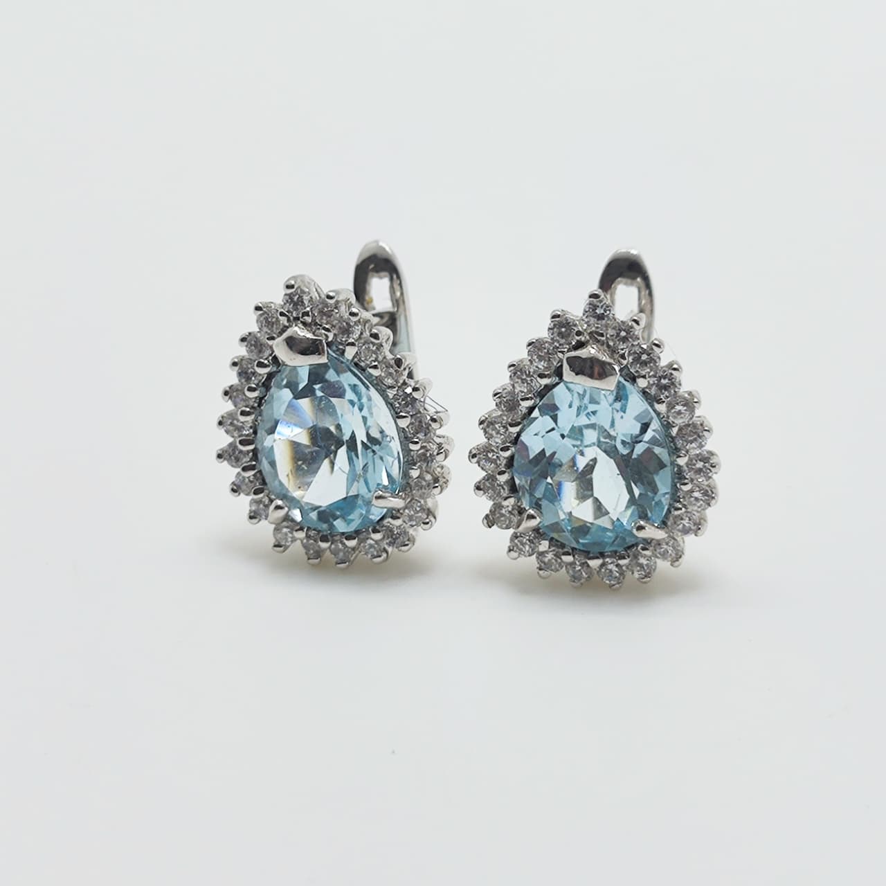 Aros Gota De Topacio 4 Quilates Plata Rodinada