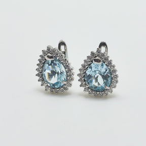 Aros Gota De Topacio 4 Quilates Plata Rodinada