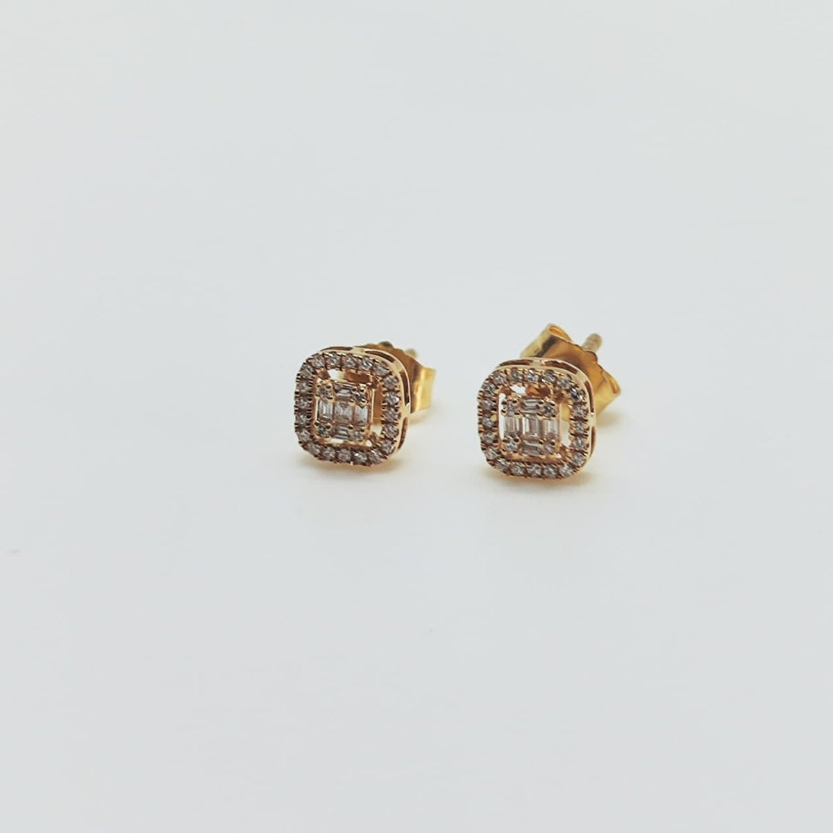 Aros Diamantes Baguette Oro Amarillo 18K