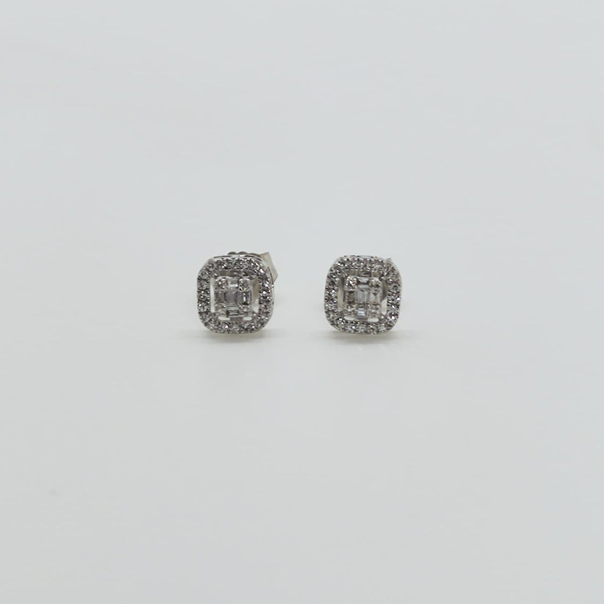 Aros Diamantes Baguette Oro Blanco 18K