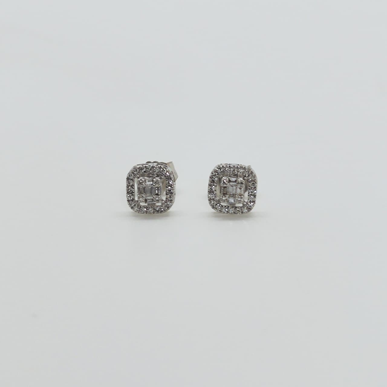 Aros Diamantes Baguette Oro Blanco 18K