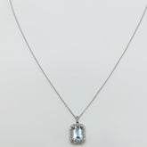 Collar Aguamarina Y Diamantes Oro Blanco 18K