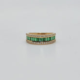 Anillo Esmeraldas Baguette Y Brillantes Oro Amarillo