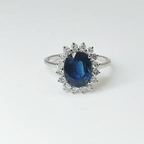 Anillo Lady Di Zafiro Oro Blanco