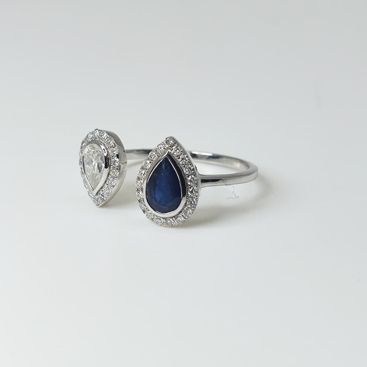 Anillo Tu Y Yo Zafiro Y Diamante