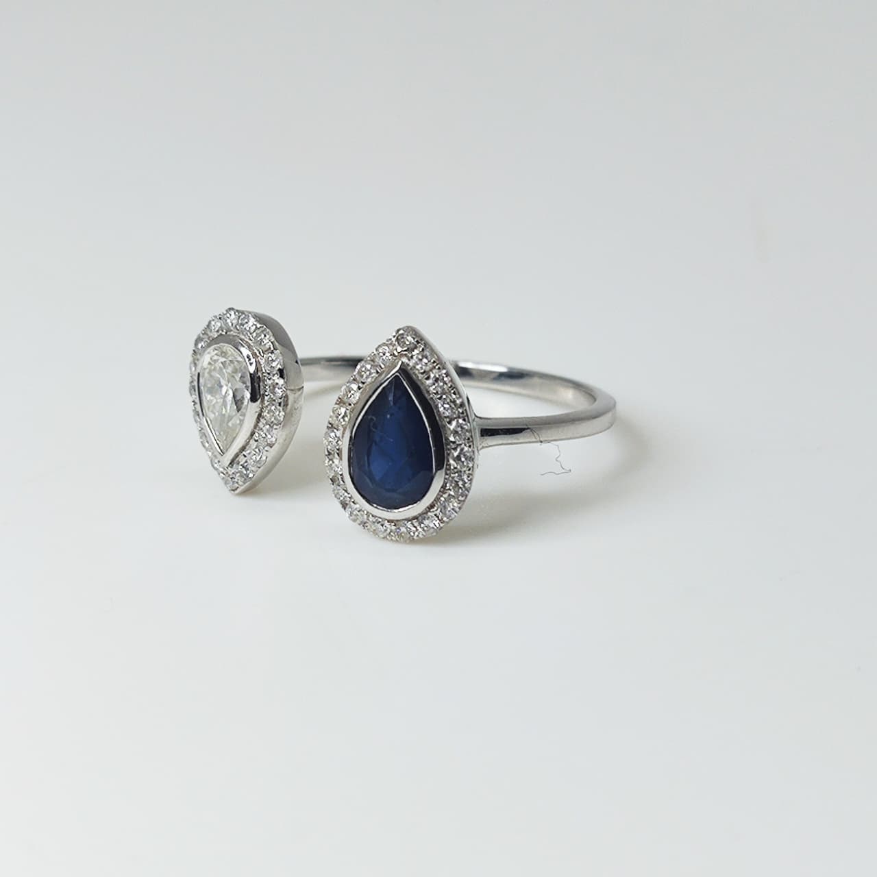 Anillo Tu Y Yo Zafiro Y Diamante