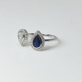 Anillo Tu Y Yo Zafiro Y Diamante