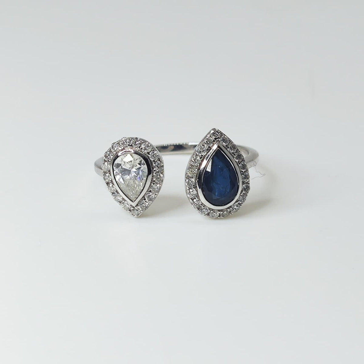 Anillo Tu Y Yo Zafiro Y Diamante