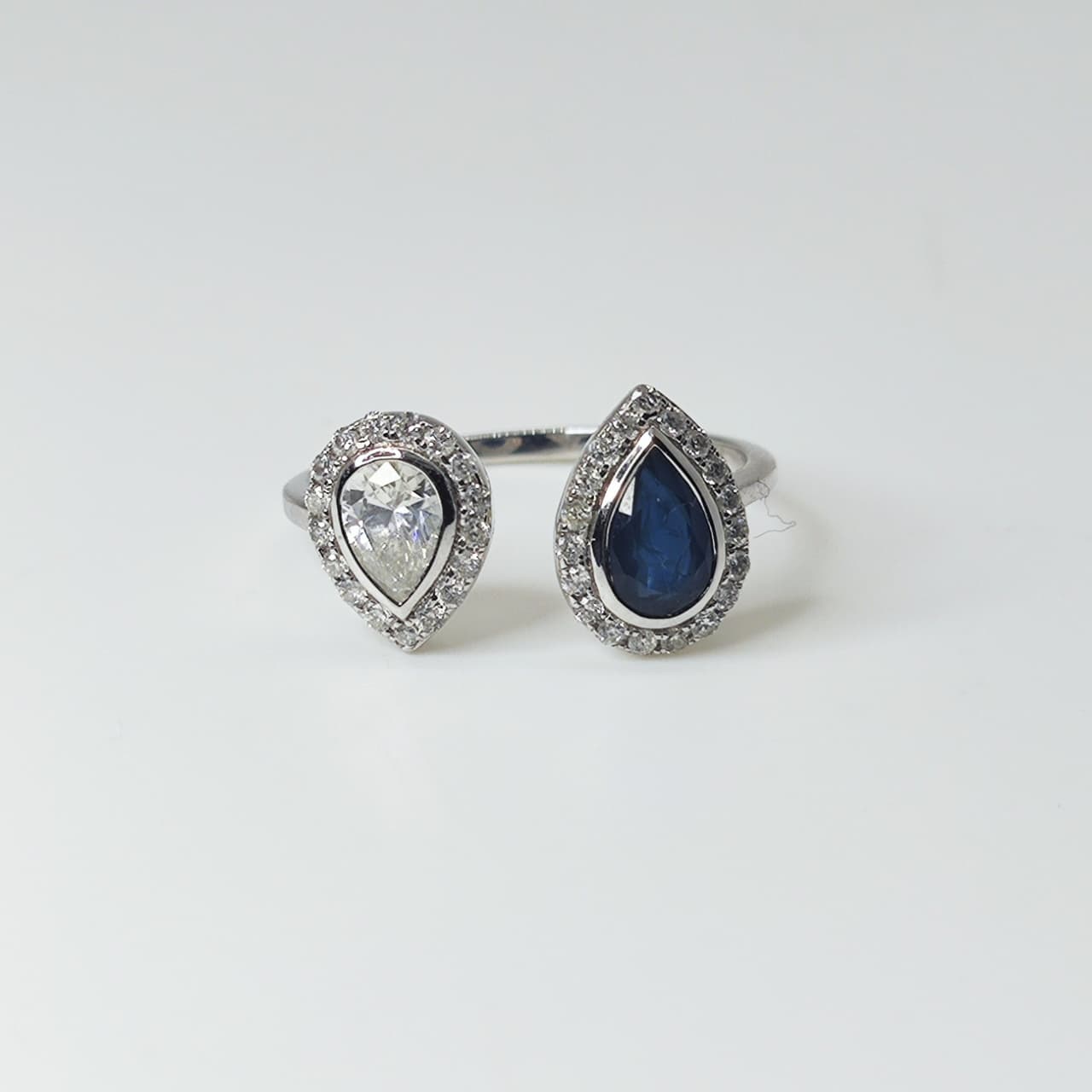 Anillo Tu Y Yo Zafiro Y Diamante