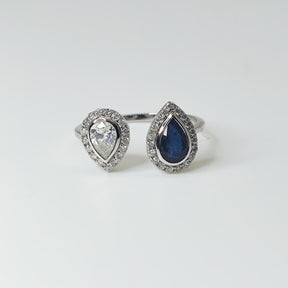 Anillo Tu Y Yo Zafiro Y Diamante