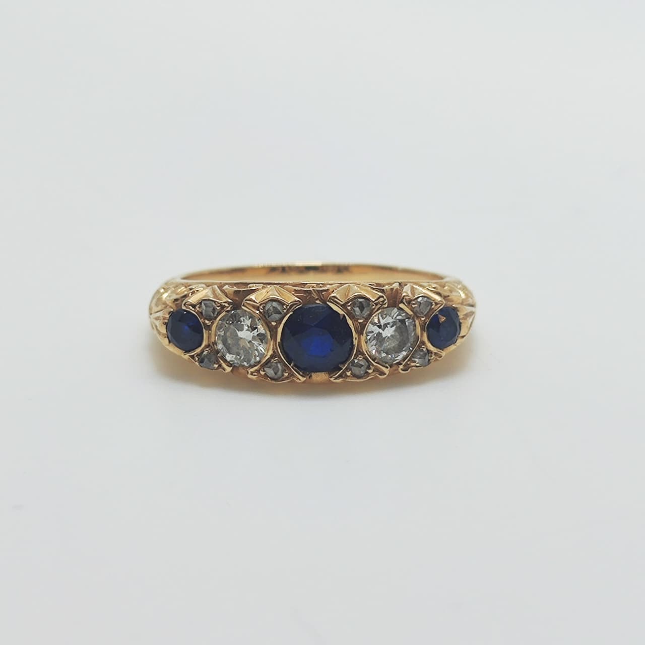 Anillo Vintage Zafiros Y Diamantes