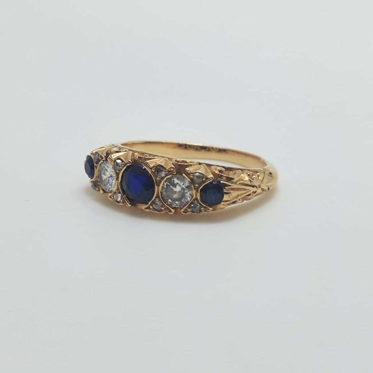 Anillo Vintage Zafiros Y Diamantes