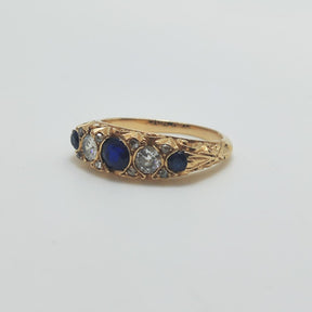 Anillo Vintage Zafiros Y Diamantes
