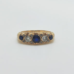 Anillo Vintage Zafiros Y Diamantes