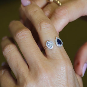 Anillo Tu Y Yo Zafiro Y Diamante
