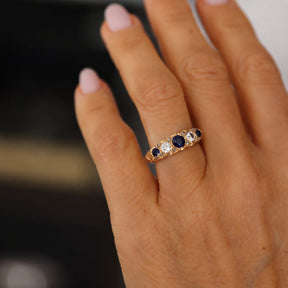 Anillo Vintage Zafiros Y Diamantes